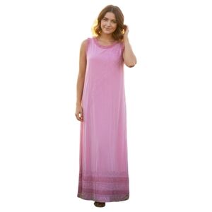 Vintage Meadow Lane Dress Pink Embroidered Boho Women Medium Flowy